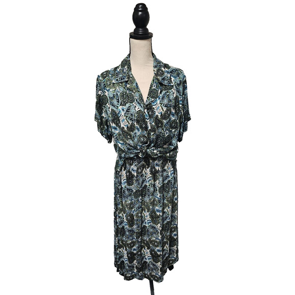 Vintage Japna Size Large Top and Medium Skirt Suit Paisley Boho Black Blue Green - Picture 1 of 13